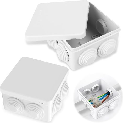 Caja de conexiones eléctricas impermeable para exteriores de 10 piezas, caja de conexiones cuadrada de montaje en superficie con 7 cables, caja de conexiones eléctricas - IP55 85 x 85 x 50 mm (1/5)