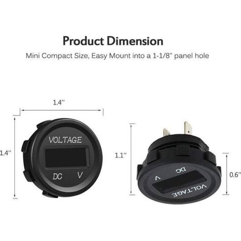 Voltmètre Numérique LED - 12 V à 24 V DC - Étanche - Pour Moto Bateau Camping-Car VTT UTV - Affichage Tension Batterie - 1 Pièce (1/4)