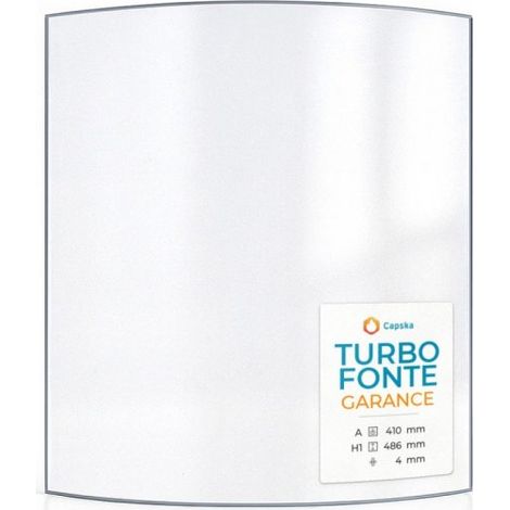 Vitre Turbo Fonte GARANCE - Verre Courbe pour poêle à bois - 410 x 486 mm (A x H) - 4 mm (1/5)