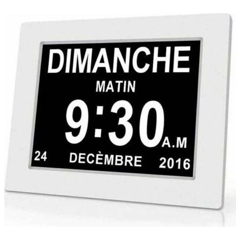 Horloge calendrier numérique One Piece 7 pouces avec date et heure, horloge Alzheimer pour parents, rappel de médicaments pour grands-parents et enfants - Blanc - 20414324mm..DEBUNS