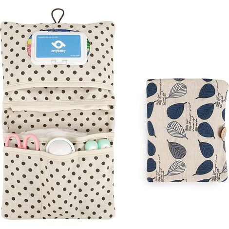 Sac de rangement - Trousse à maquillage - Sac à langer - Sac de rangement 2 en 1 - Sac de rangement portable - Joli imprimé feuille de bananier bleu (1/5)