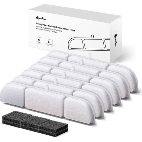 Lot de 6 filtres de remplacement pour fontaine à eau pour animaux de compagnie, système de filtration à 4 couches, compatible avec fontaines automatiques (1/5)