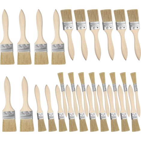 Lot de 30 Pinceaux Peinture 1.27/2.54/3.81/5.08 cm Pinceau Peinture Plat Spalter Pinceaux Plat avec Manche en Bois pour Murale Vernis Colles Bricolage Silicone Gesso Teintures (1/5)