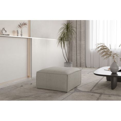 Polsterhocker Designerhocker CELES PREMIUM 65x65 cm in Stoff Scala Sandgrau (1/3)
