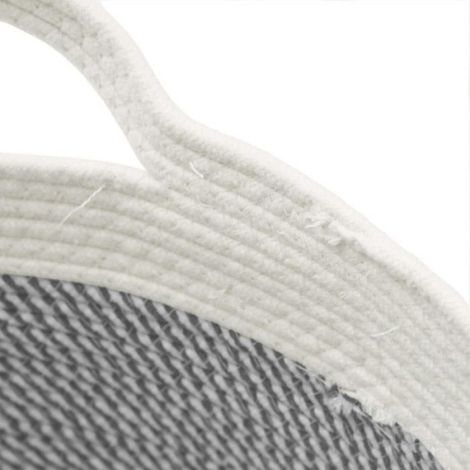 Panier de rangement gris et blanc Ø40x25 cm coton (1/5)