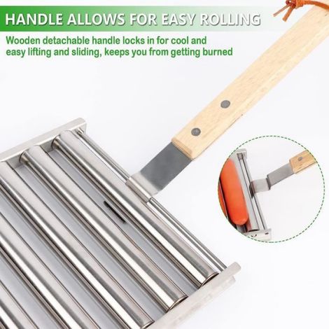 Grille de Cuisson Barbecue - - Support de rouleau de saucisse - Dimensions :18 x 16cm - 5 saucisses (1/4)