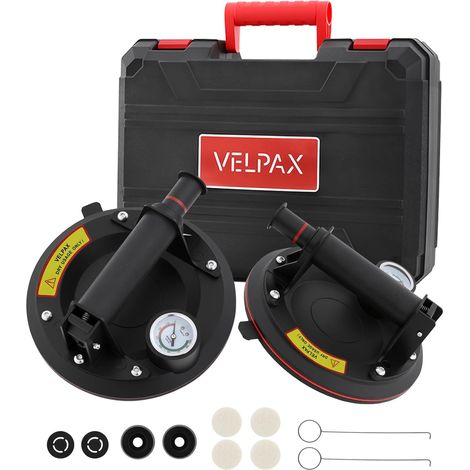 Lot de 2 ventouses pour carrelage - Pour la manipulation du verre, du marbre, du glaçage, des fenêtres et des pavés - Avec sac de transport - Charge maximale : 200 kg (1/5)