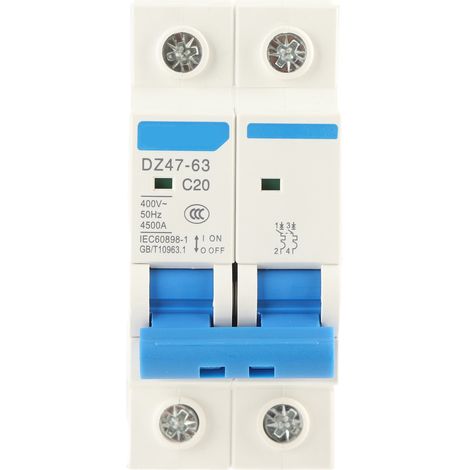 DZ47‑63 2 P Mini disjoncteur interrupteur de coupure 400 VCA (20 A) (1/5)