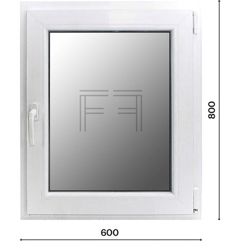 Fintex-finestra in PVC bianco singola anta 600x800 apertura a destra, doppio vetro, PROFILO A L (1/3)