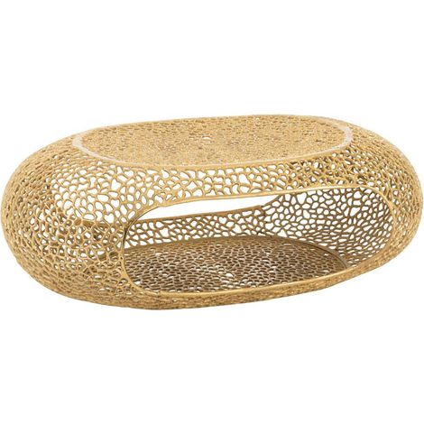 Table basse ovale 118x70x41 cm en aluminium doré (1/5)