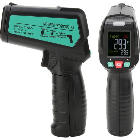 Thermomètre infrarouge numérique LCD portable avec capteur, testeur de température -50℃ à 580℃ (1/5)