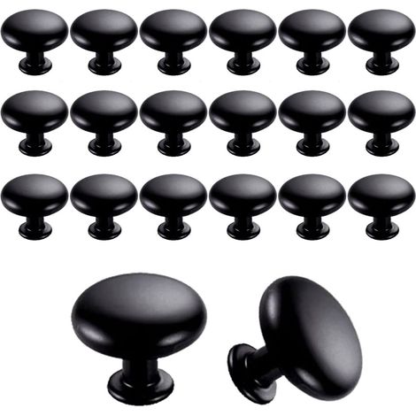 20pcs 30mm Vintage Door Knobs Drawer Pull Handles Kitchen Cabinet Furniture Knobs (Black) (1/5)