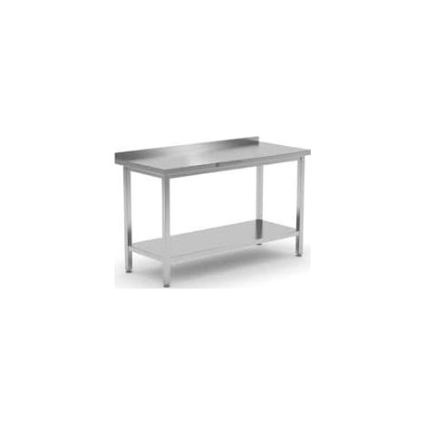 [PRODUIT RECONDITIONNÉ] Table inox - Largeur L (L=1210-1610mm) - Avec étagère basse, Avec dosseret