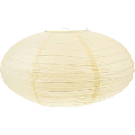 Abat-jour ovale en papier pour lanterne suspendue, idéal pour une fête à la maison.-40.00X40.00X22.00CM-Beige (1/2)