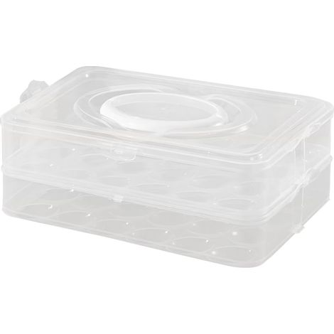 Contenant De Rangement Pour Oeufs - 2 Niveaux - 48 Emplacements - Avec Couvercle Et Poignée - En Plastique Sans Bpa - Congélateur Lave-Vaisselle Micro-Ondes (1/5)