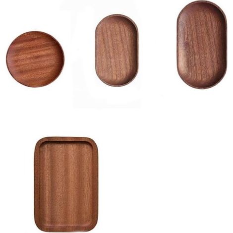 Ensemble de 4 plateaux - Plateau en bois - Plateau de cuisine - Plateau repas - Dessous de verre (1/3)
