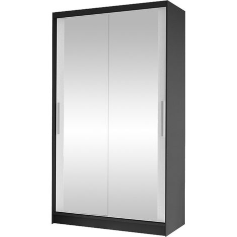 Armario Closico 165, Negro + Blanco, 200x100x58cm, Puertas de armario: Correderas, Número de estantes: 4