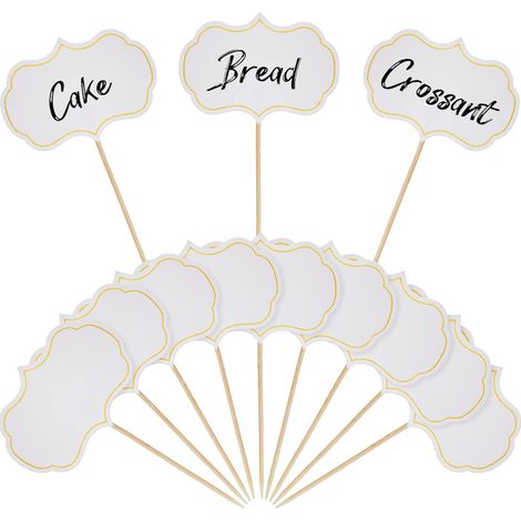 50 pièces Charcuterie Boîte Buffet Labels Food Tags Flacs Do dans les drapeaux Signes d'apéritif (blanc) (1/5)