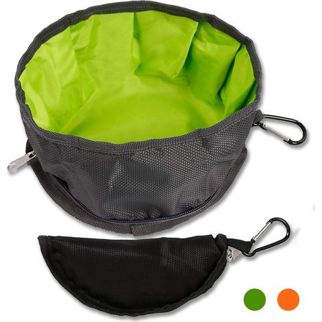 Bols de chien collapsibles pour le voyage, pliable, portable et léger pour l'alimentation et l'eau - (Green+Orange) (1/5)