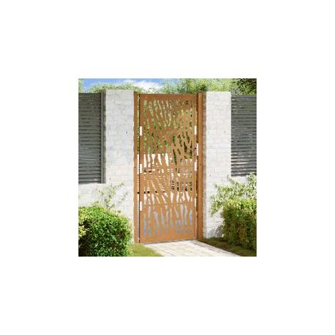Porte de jardin acier résistant aux intempéries design tracés (1/5)