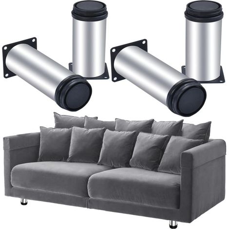 Pieds de meubles réglables en acier inoxydable – Lot de 4 – Diamètre 50 mm – Hauteur 120 mm – Installation rapide avec vis M3,5 x 14 mm (1/5)