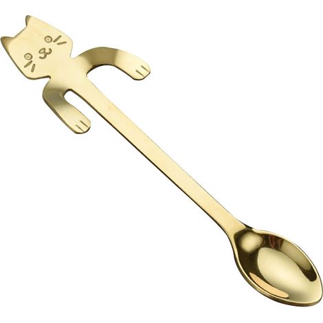 Cuillère en inox doré en forme de chat (1/3)
