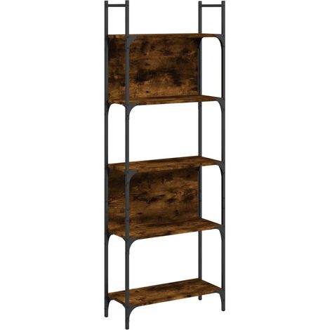 Bibliothèque Armoire à livres à 5 niveaux chêne fumé 60,5x24x166,5 cm (1/5)