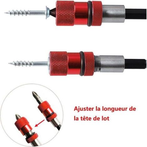 Porte-Embouts Magnétiques - 1/4 Pouces Hex - Butée Profondeur Réglable - Pour Cloisons Sèches - 2 Pièces (1/4)