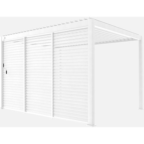 Pérgola bioclimática de aluminio 3x4m + 3 persianas de 130cm