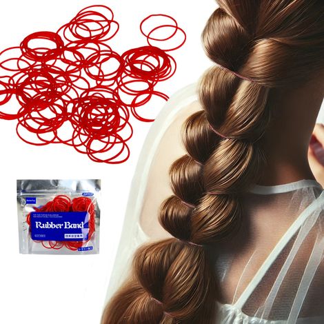 Gomas de silicona para el cabello, ideales para trenzas y recogidos, duraderas, rojas, 130 unidades. (1/4)