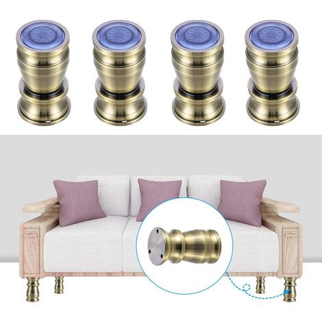 Lot de 4 pieds de meubles de 8 cm d'épaisseur en alliage d'aluminium réglable pour étagères, armoires, tables, plans de travail, cuisine, bureau(bronze) Oi-FRIS