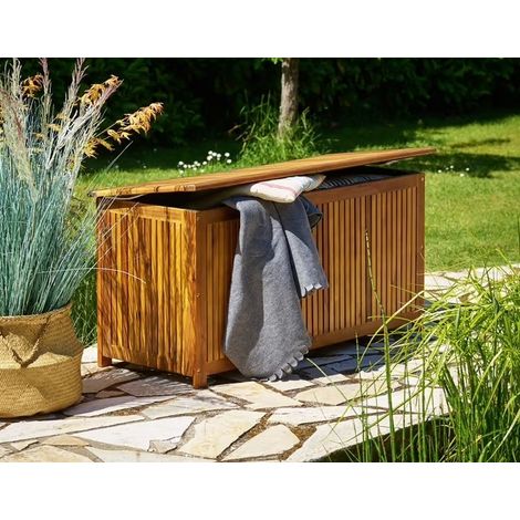 Coffre de jardin 205L en bois d'acacia avec doublure intérieure (1/5)