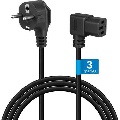 Waytex 51109 Cordon d'alimentation secteur coudé 3.00 m noir (1/4)