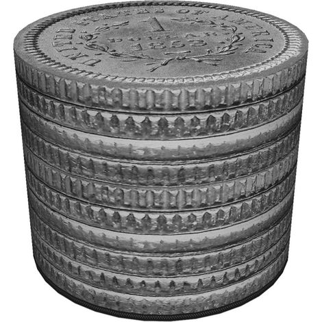 Dekorativer Pouf, Bertoni, Monety-Muster – runder Pouf für Wohnzimmer und Flur, Zylinder 40 cm, elegant, mit Reißverschluss, waschbar (1/5)