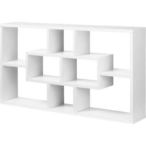 Étagère murale bibliothèque 8 cubes, meuble de rangement, design moderne, 85 x 14,5 x 47,5 cm, blanc (1/5)