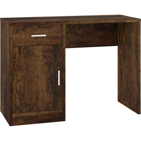 Scrivania Tavolo da ufficio Cassetto rovere fumo 100x40x73cm Legno Multistrato (1/5)