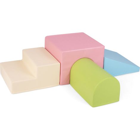 Juego de 4 bloques de espuma para escalar y gatear 50 x 50 x 38 cm superficie suave y segura ambiente creativo PU rosa 200011848