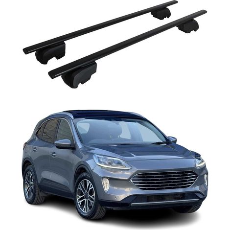OMAC Barres de toit pour Ford Kuga III 2019-2026 – City Crash tested – ISO PAS 11154:2006 – Antivol inclus – Charge max 75 kg – 2 barres Noir (1/4)