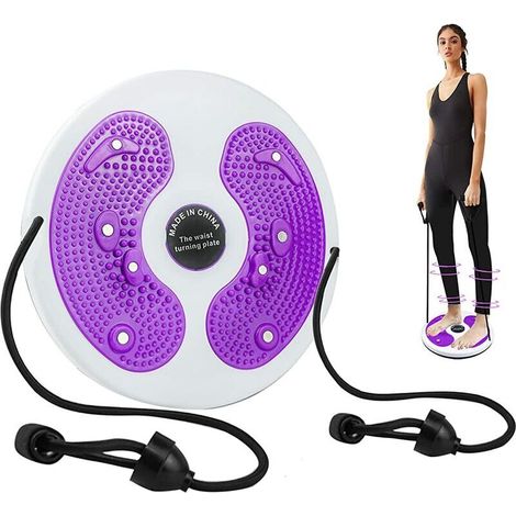 royaluxe -Twist Disque de Taille avec Corde de Traction. Planche à Disque de Taille torsadée Fitness. équipement de Fitness à la Maison pour Fitness pour Les Hanches et la Taille - Violet/Vert (1/5)