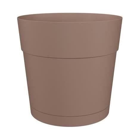 Pot a fleurs et plantes rond CAPRI LARGE - Plastique - Réservoir d'eau - diametre 35 cm - Taupe - ARTEVASI (1/2)