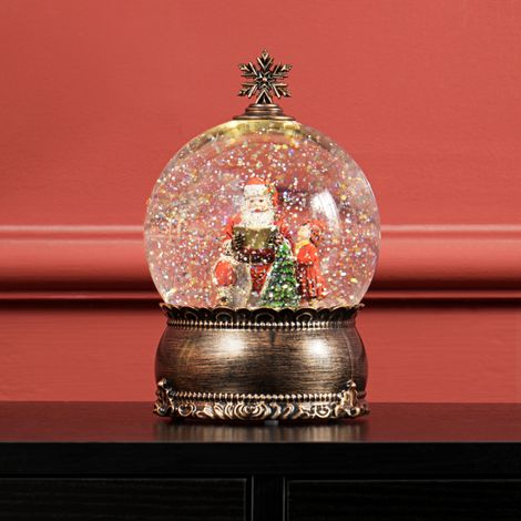 Bola de Nieve Navidad con Música y Luces Escena de Papá Noel y Niño para Decoración Navideña Regalo de Fiesta Bronce (1/5)