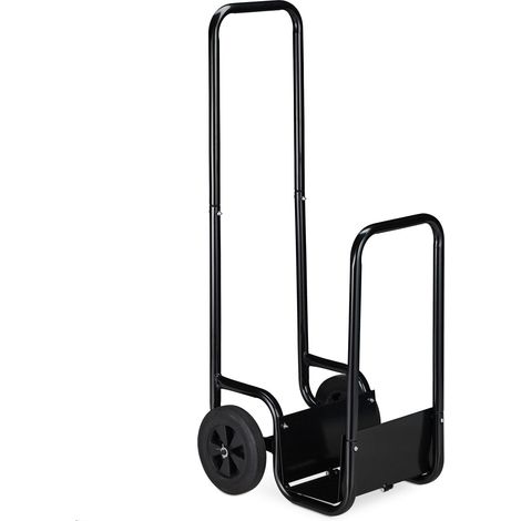 Carro para leña robusto para transporte fácil almacenamiento a corto plazo 100 x 50 x 40 cm de metal negro 130008415 (1/5)
