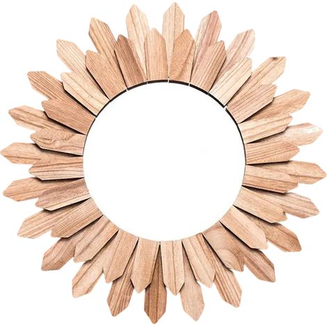 Miroir décoratif mural en bois, miroir de salle de bain, miroir cosmétique pour salle de bain à domicile, miroir rond créatif, accessoires photo (1/5)