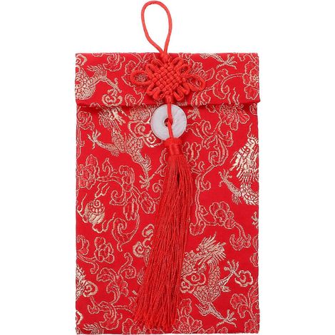 Enveloppes rouges brodées pour le Nouvel An, enveloppes rouges dorées pour la fête de Noël-19X12X1CM