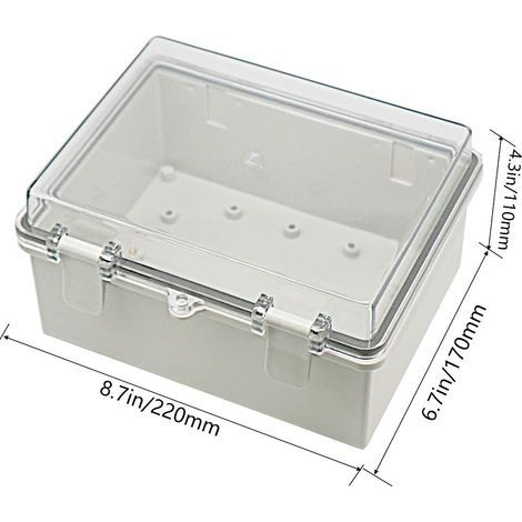 Boîtier électrique étanche à la poussière ip65 ABS boîtier de jonction en plastique boîtier externe articulé boîtier universel projet couvercle transparent, 8,7 x 6,7 x 4,3 pouces (220x170x110 mm) (1/5)