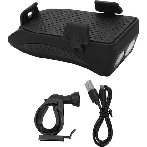 USB-wiederaufladbarer, wasserdichter Fahrradscheinwerfer mit Hupe und Handyhalterung für Nachtfahrten (1/5)