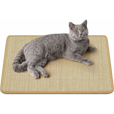 Tappeto Tiragraffi per Gatti, Tappeto in Corda di Sisal Naturale Intrecciata Antiscivolo, Pratico Giocattolo per la Cura degli Artigli, Protegge Tappeti e Divani, 40x60cm, Marrone (1/5)