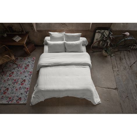 Housse de couette 260 x 240 cm – Double gaze de coton – Collection Gaïa – Coloris Gris Perle