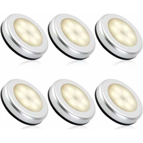 Veilleuse detecteur de mouvement intérieur,lampe led detecteur de mouvement pile pour escaliers, Eclairage LED Placard Armoire Couloir chambre enfant Auto ON / OFF Adhésif (6pcs,blanche chaude)