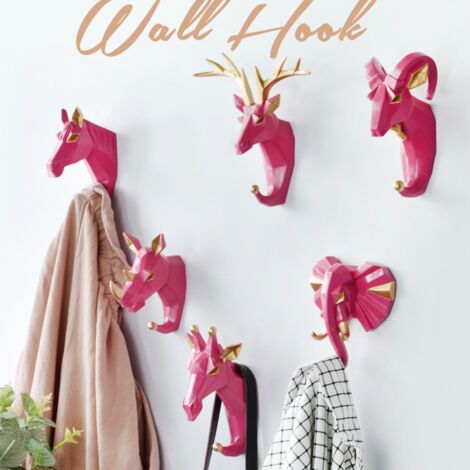 VURAHOME - 6 Pièces Crochets Patères Porte Manteau Mural Tête d'Animal Cerf Éléphant Chèvre Crochets Decoratif Murale Créatif en Résine Rétro Vintage Crochet de Porte pour Entrée Chambre Salle de Bain (1/4)